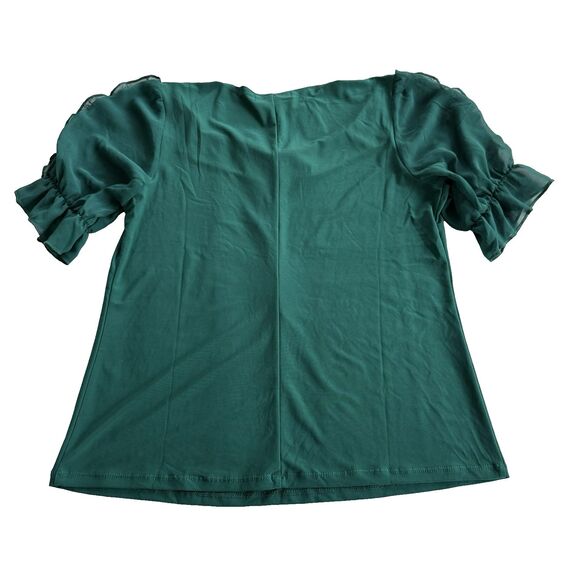 Adele & May Christmas Blouse Sweetheart Neck Stretch Green Ruffles Fancy NWT  L - Picture 7 of 7